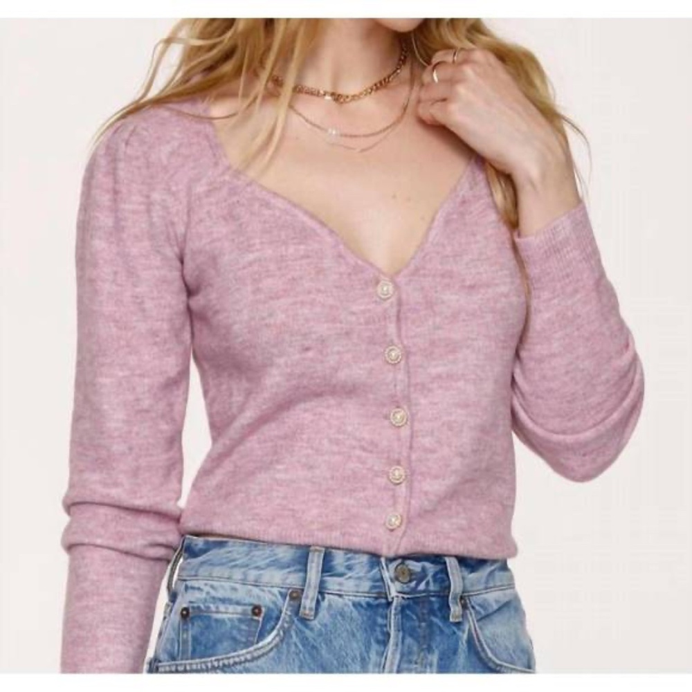 NEW HEARTLOOM pearl button cardi in pink - Size M